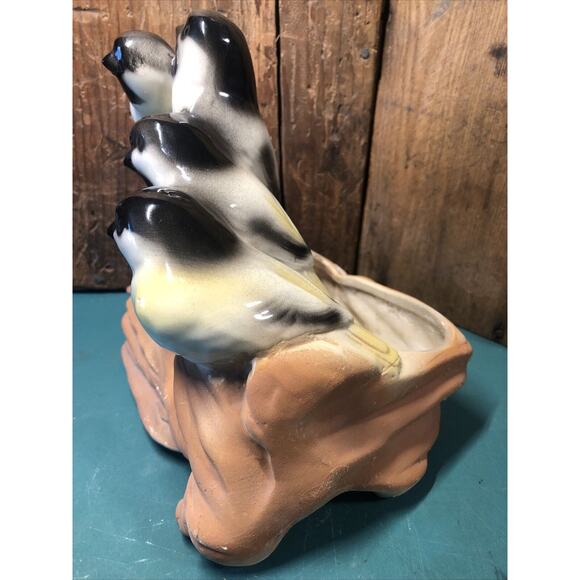 Shawnee Pottery #502 Birds on Driftwood Branch Planter Faux Bois Goldfinch VTG - Picture 2 of 13
